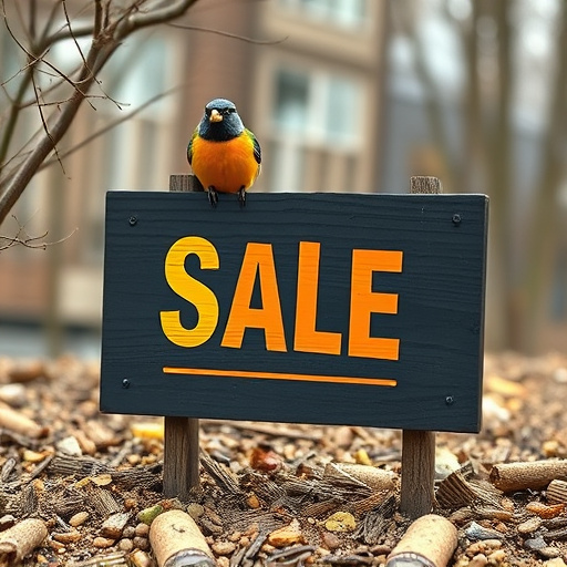 Promotional sale sign on bird food