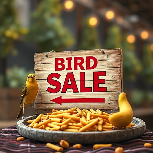 Promotional sale sign on bird food