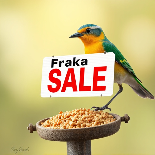 Promotional sale sign on bird food