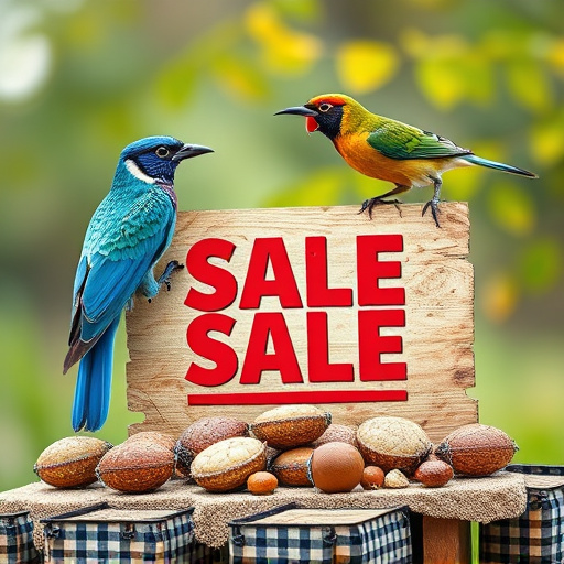 Promotional sale sign on bird food