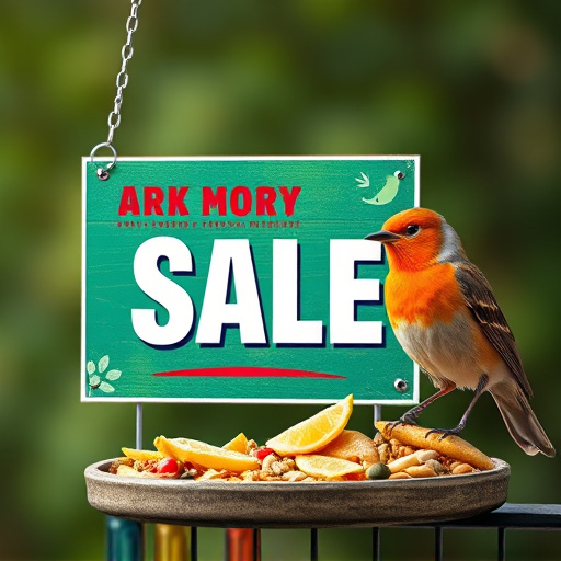 Promotional sale sign on bird food