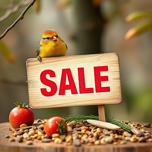 Promotional sale sign on bird food