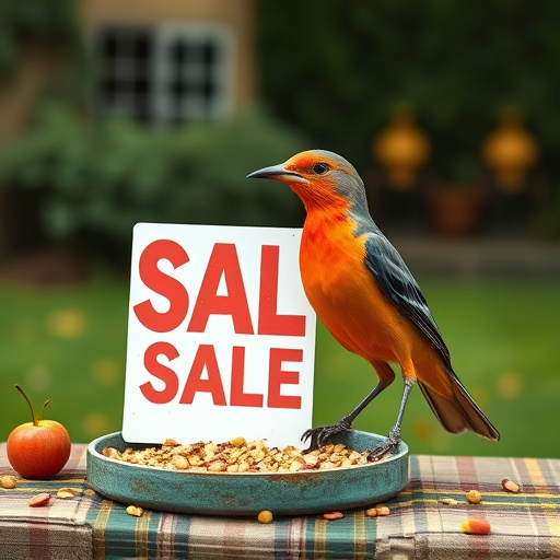 Promotional sale sign on bird food
