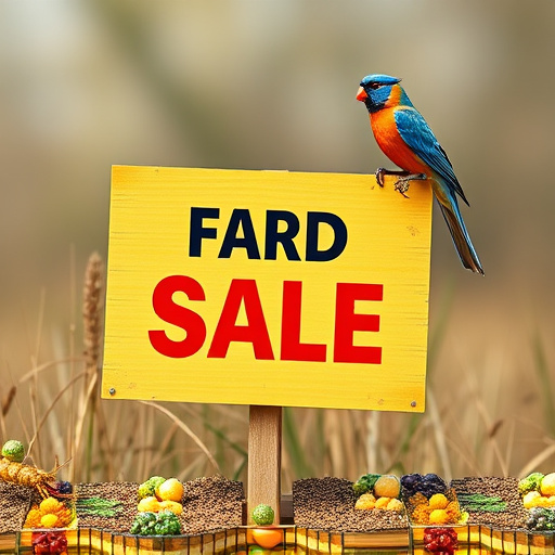 Promotional sale sign on bird food