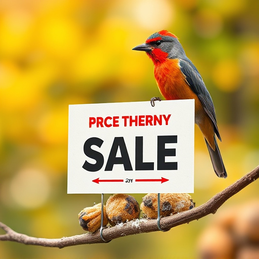 Promotional sale sign on bird food