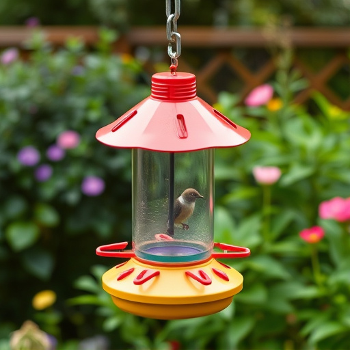 Rainproof feeder hanging in garden