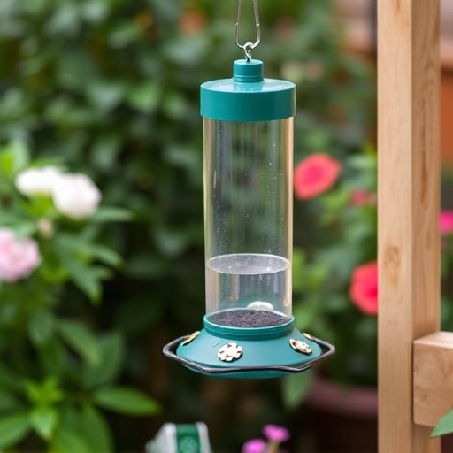 Rainproof feeder hanging in garden