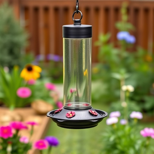 Rainproof feeder hanging in garden