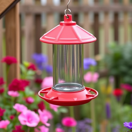 Rainproof feeder hanging in garden