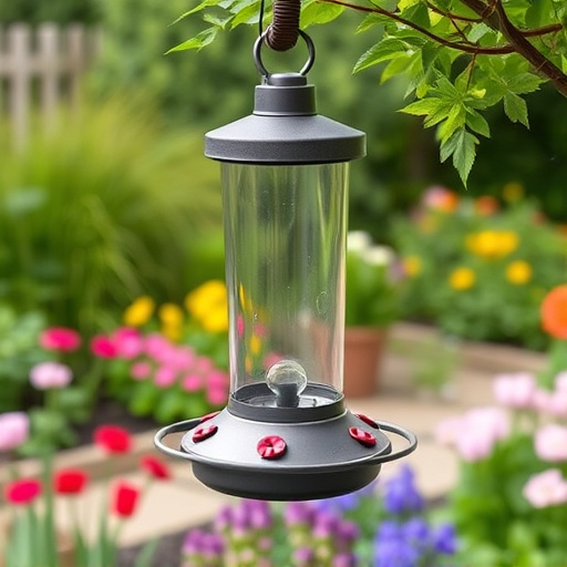 Rainproof feeder hanging in garden
