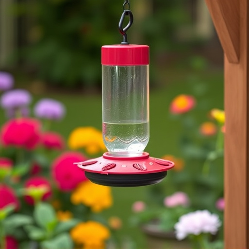 Rainproof feeder hanging in garden