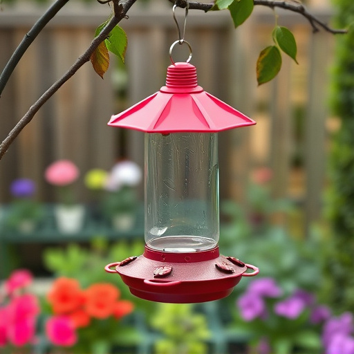 Rainproof feeder hanging in garden