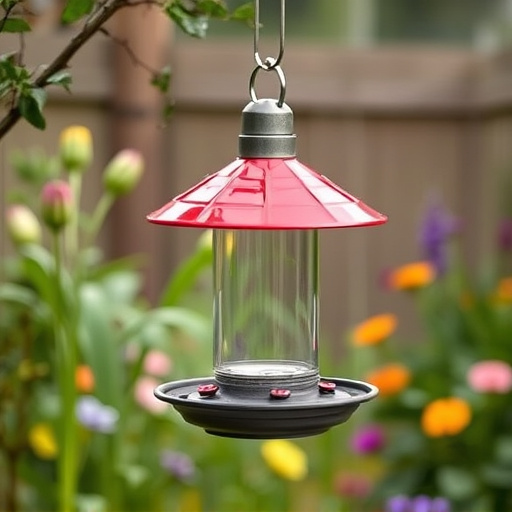 Rainproof feeder hanging in garden