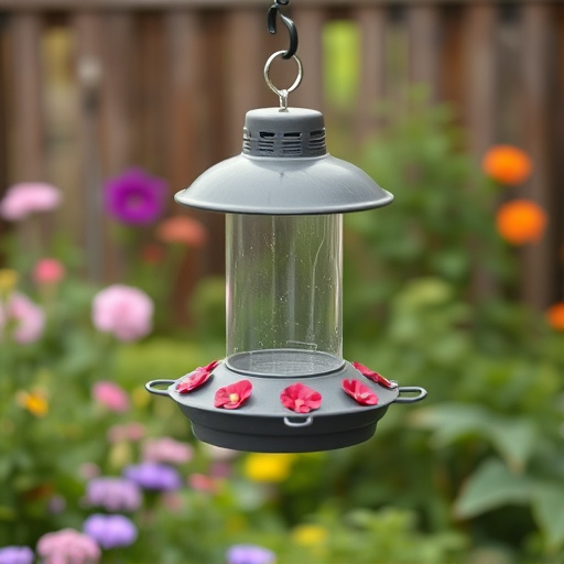 Rainproof feeder hanging in garden