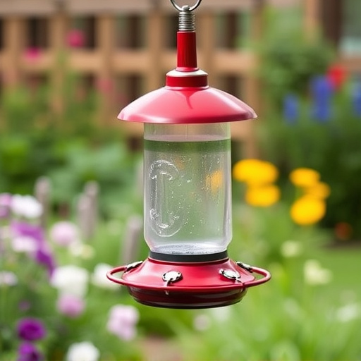 Rainproof feeder hanging in garden