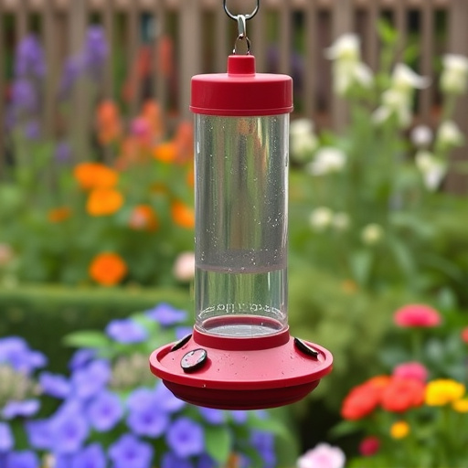 Rainproof feeder hanging in garden