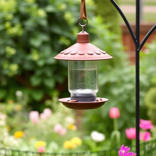 Rainproof feeder hanging in garden