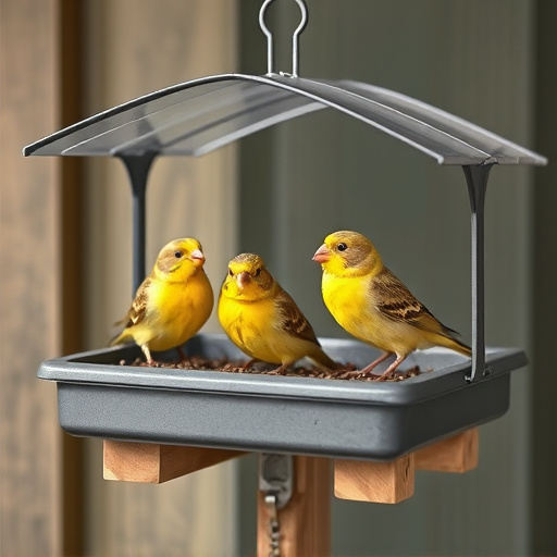 Raised bird tray with protective roof