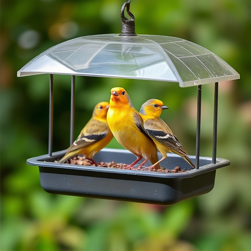 Raised bird tray with protective roof