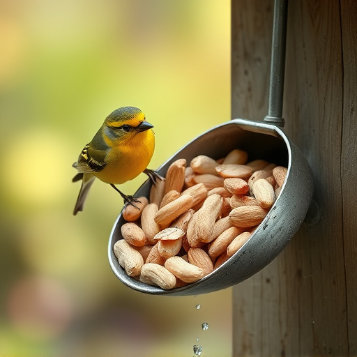 Refill scoop of peanuts for birds