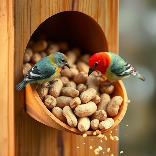 Refill scoop of peanuts for birds