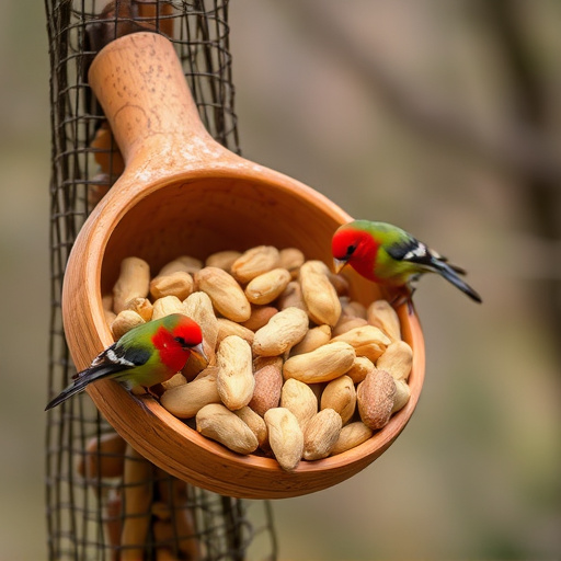 Refill scoop of peanuts for birds