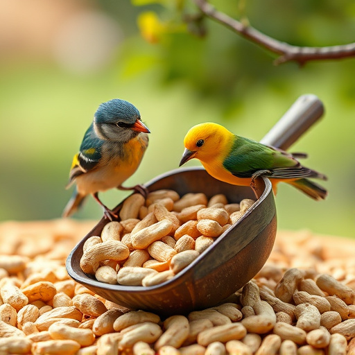 Refill scoop of peanuts for birds