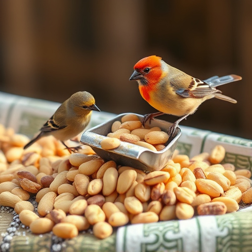 Refill scoop of peanuts for birds