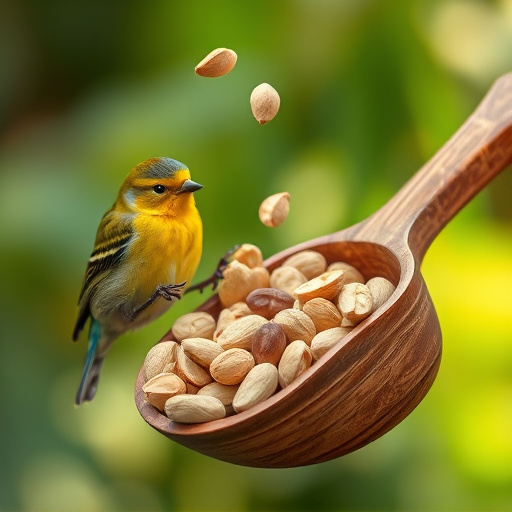Refill scoop of peanuts for birds