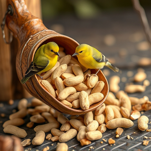 Refill scoop of peanuts for birds