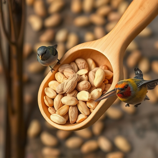 Refill scoop of peanuts for birds