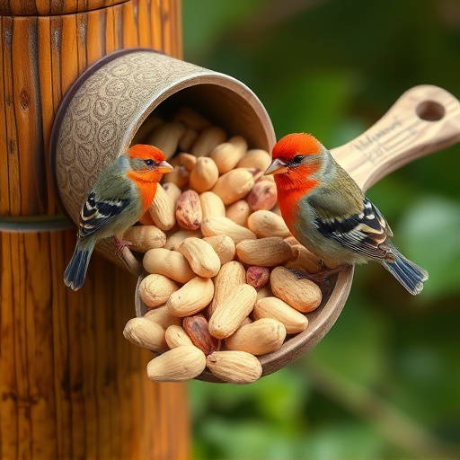 Refill scoop of peanuts for birds