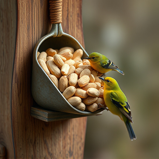 Refill scoop of peanuts for birds