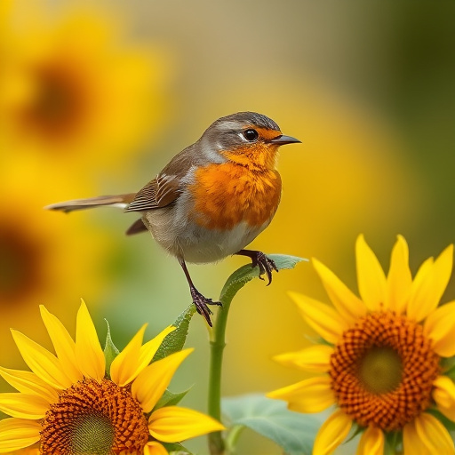 Robin feeding on sunflower hearts