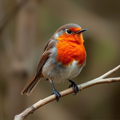 Robin with bright red breast perched