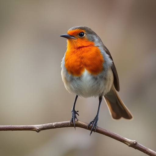 Robin with bright red breast perched
