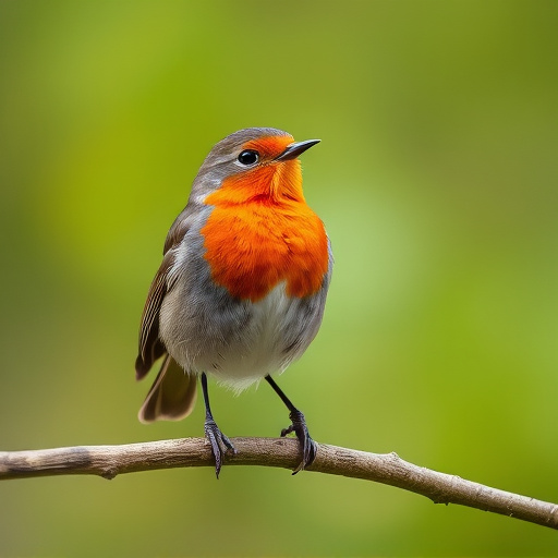 Robin with bright red breast perched