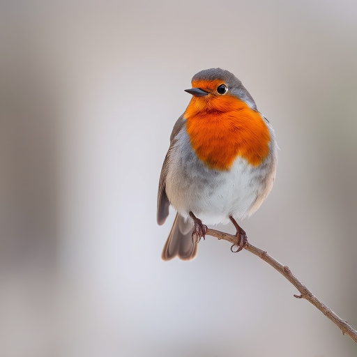 Robin with bright red breast perched