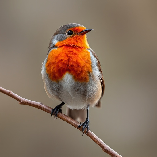 Robin with bright red breast perched