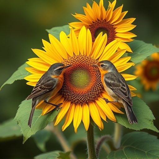 Robins pecking at sunflower heart mix