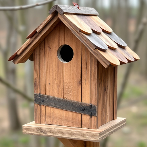 Rustic bird box with roof shingles