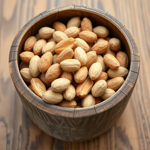 Rustic container filled with bird peanuts