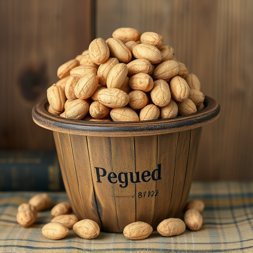 Rustic container filled with bird peanuts