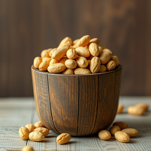 Rustic container filled with bird peanuts