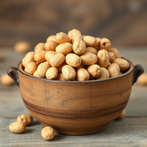 Rustic container filled with bird peanuts
