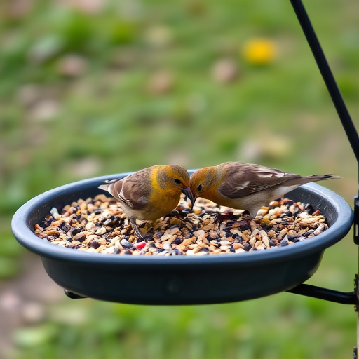 Seed-filled tray for ground-feeding birds