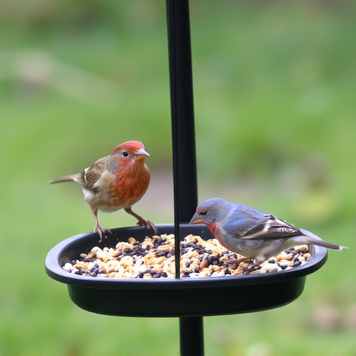 Seed-filled tray for ground-feeding birds