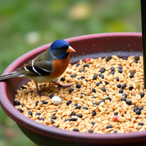 Seed-filled tray for ground-feeding birds