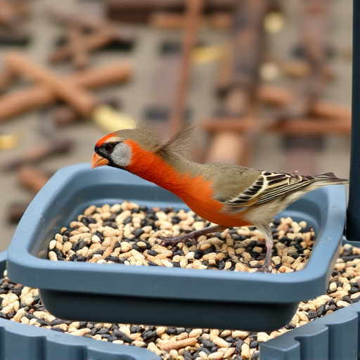Seed-filled tray for ground-feeding birds