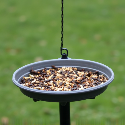 Seed-filled tray for ground-feeding birds
